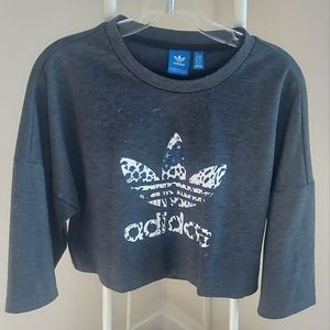 Adidas Floral Logo Cropped Tee Women's Size S